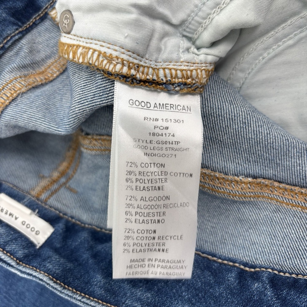Good American Good Leg Straight Leg Jeans Women's Size 6/28 Blue Denim - Picture 4 of 7